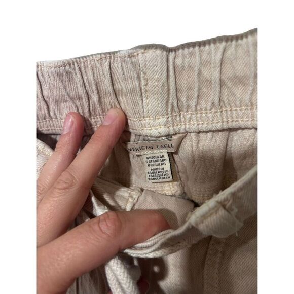 American Eagle Tan Khaki Drawstring Joggers Size 6 Capsule Staple - Picture 6 of 13